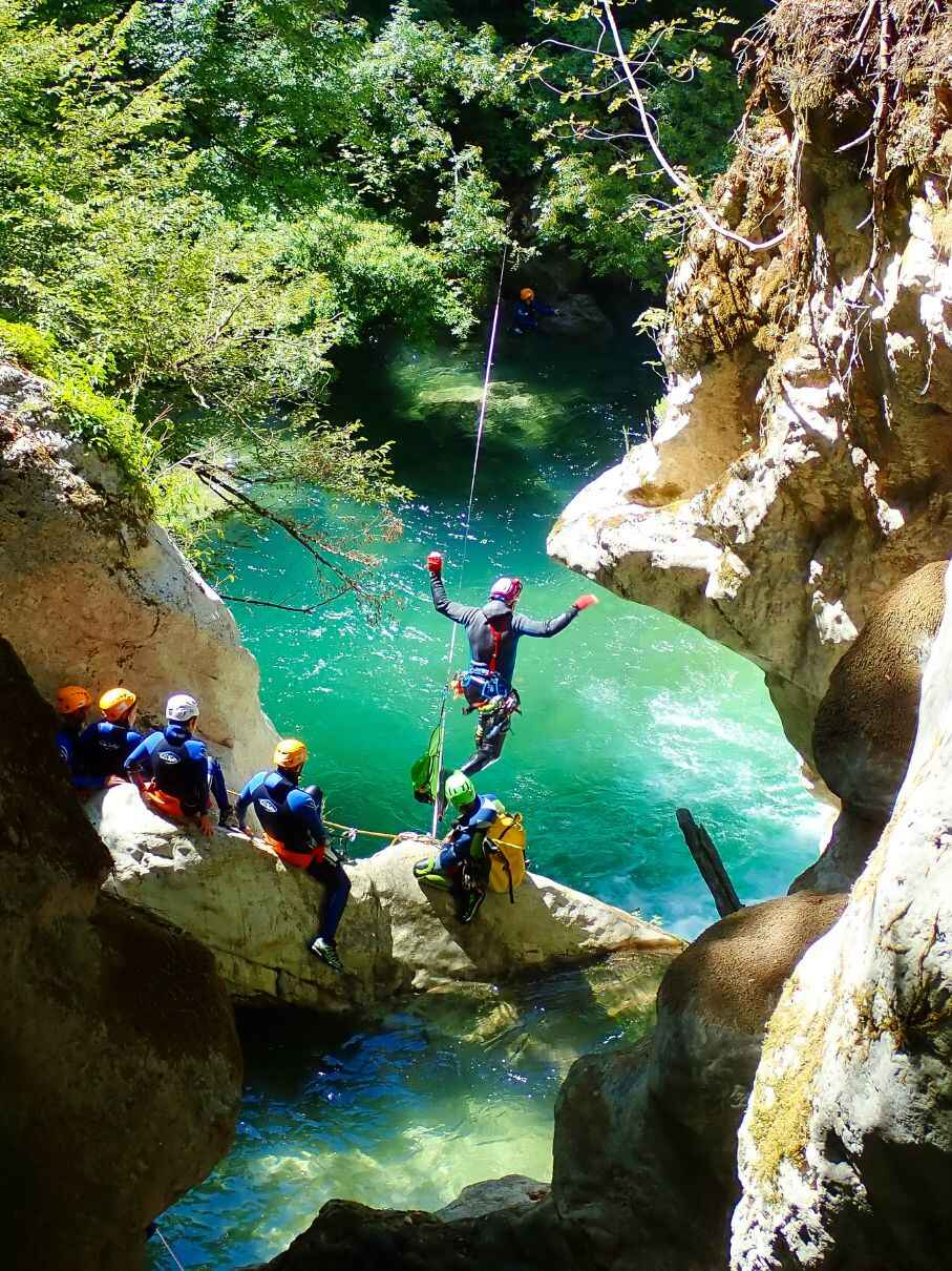 The Aniene gorges in Subiaco: a limestone ravine with turquoise waters, waterfalls and vegetation overhanging the canyon