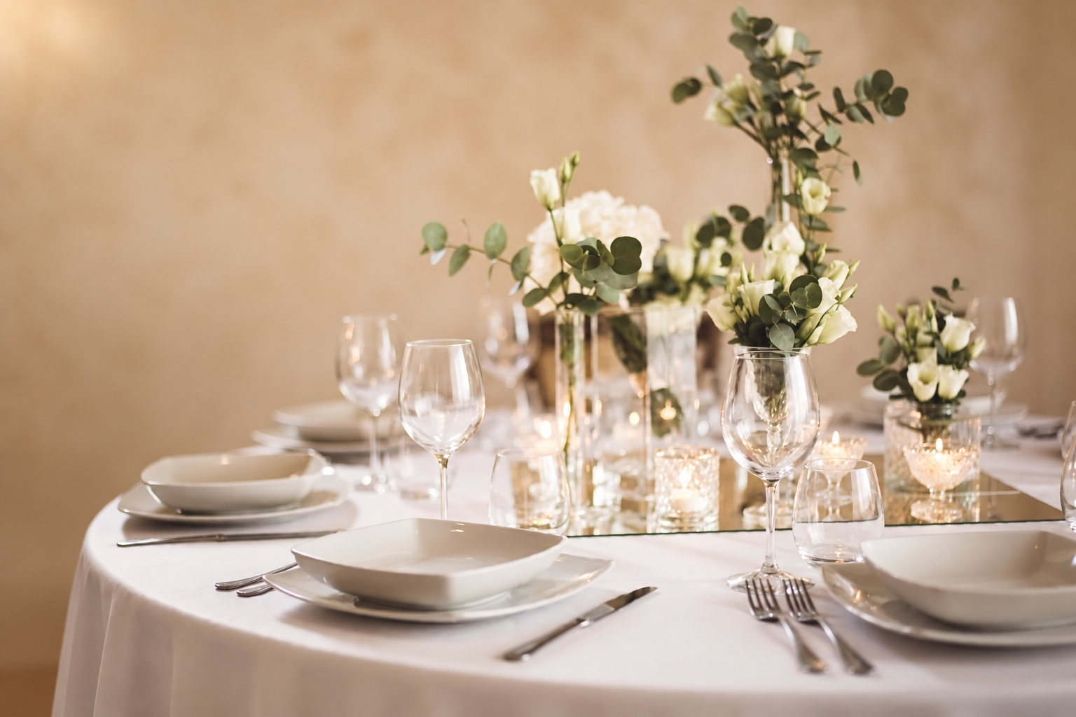 Elegant table setting in the restaurant of Villa Sant'Erasmo