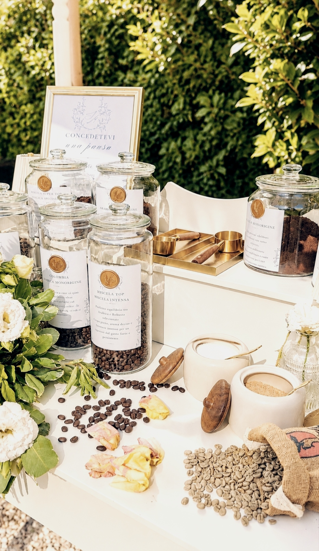 Selection of blends and beans in the coffee corner